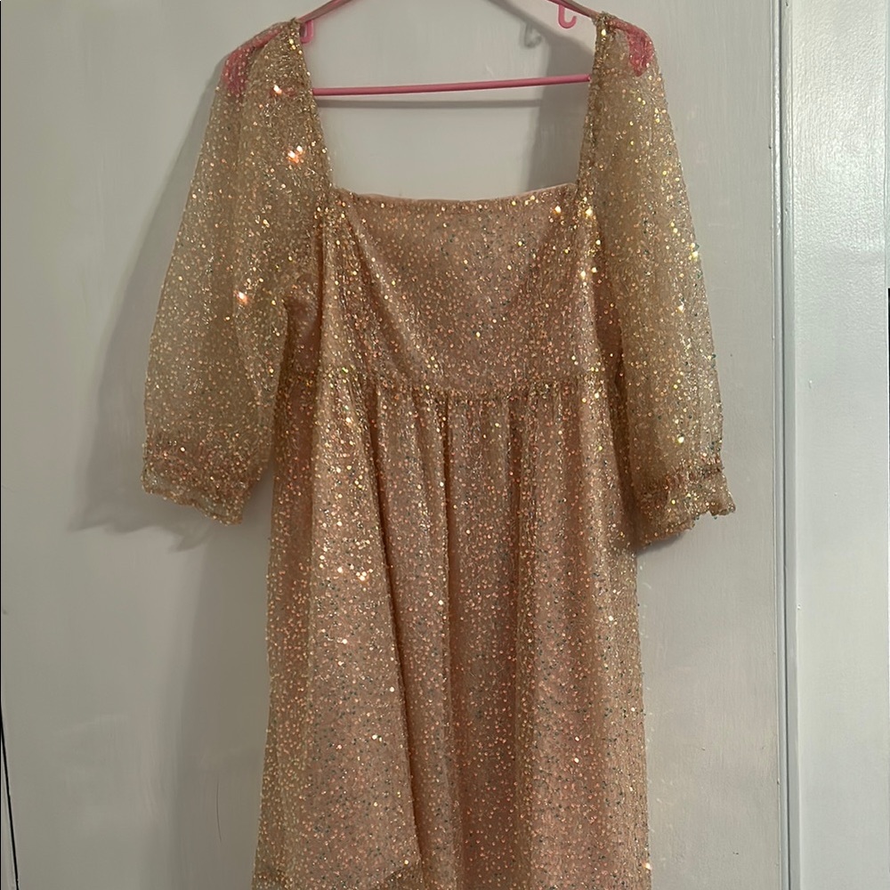 Altar’d State Peach Sequin Dress Large
